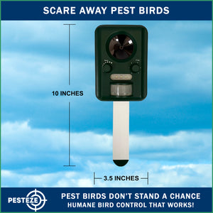 PESTEZE® Solar Ultrasonic Animal Repellent. Detects & Deters Unwanted Animals like Skunk, Deer, Coyote, Fox, Wolf, Rabbitt, Raccoon & Birds. Protect Property & Livestock without Harming Animals or People