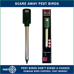 PESTEZE® Battery Bird Sound Repeller. Detects & Deters Pest Birds with Predator Sounds without Harming them to Protect Property. Use to Repel Woodpeckers, Pigeons, Crows, Ducks, Geese & Critters - Pesteze