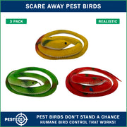 PESTEZE® USA Snake Decoy [3-Pack] Inflatable Snakes – Realistic Variety 27 in. Design Helps Deter Pest Birds & Critters from Pool, Garden, Lawn & Yards; Lightweight Fake Reptile for Safe Property