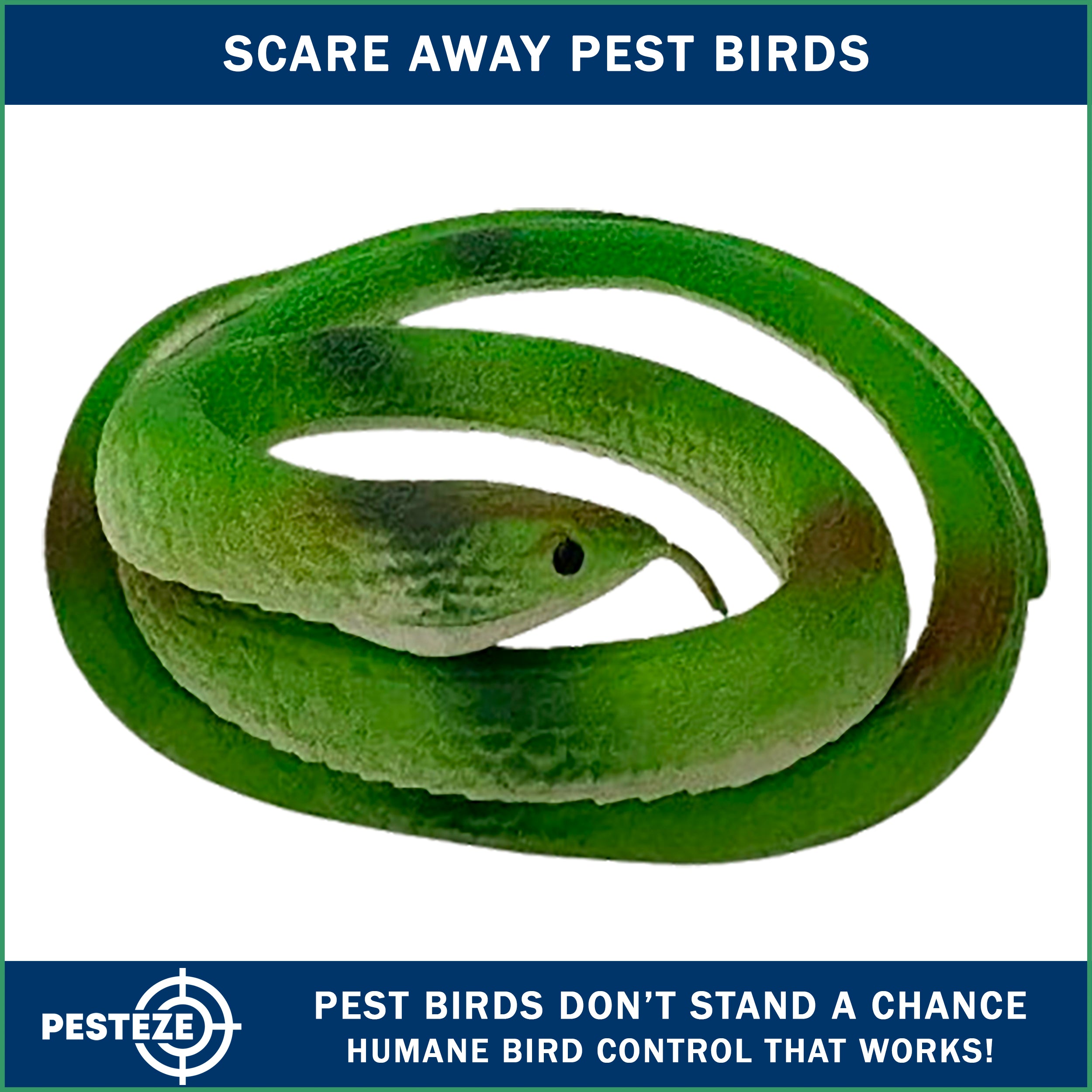 PESTEZE® Variety 27 Inch Realistic Rubber Snakes [5 Pack] Scares Pest Bids like Woodpeckers, Sparrows, Pigeons, Crows, Gulls & Critters without Harming them to Protect Property