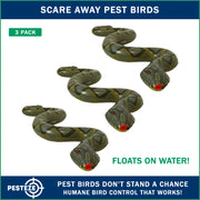 PESTEZE® USA Snake Decoy 3-Pack Inflatable Snakes – Realistic Green 39 in Design Helps Deter Pest Birds & Critters from Pool, Garden, Lawn & Yards; Lightweight Fake Reptile for Safe Property Protection