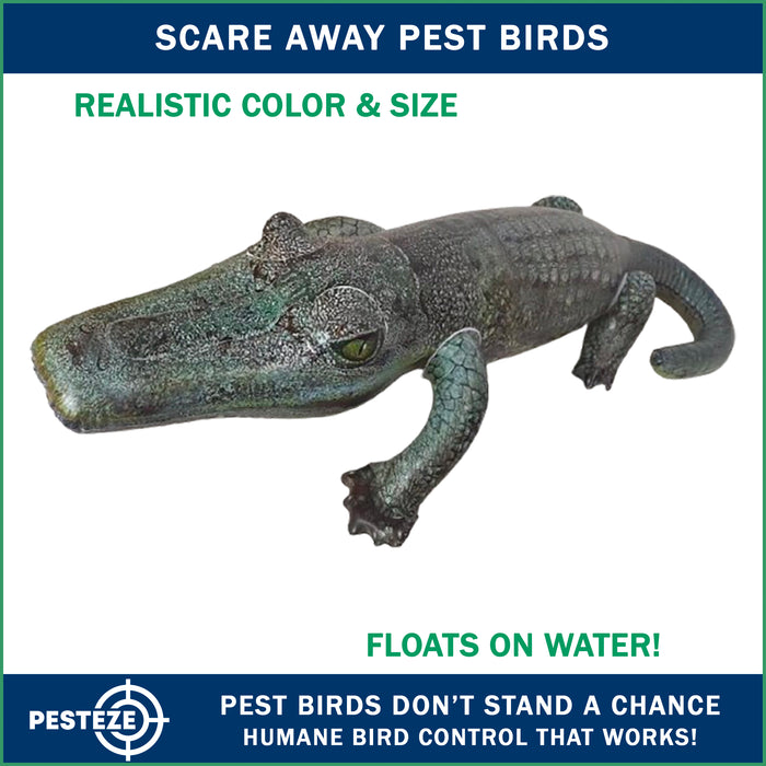 PESTEZE® 49 Inch Realistic Inflatable Alligator [1 Pack] Scares Pest Birds like Woodpeckers, Sparrows, Pigeons, Crows, Gulls & Critters from Pools & Yards without Harming them to Protect Property