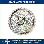 PESTEZE® USA Premium Tree of Life Wind Spinner – 6x9’’ Stainless Steel Reflective 3D Hanging Outdoor Spinner for Bird Deterrent, Garden & Yard Metal Ornament | Durable, Decorative & Humane Pest Control