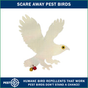 PESTEZE® USA Owl Bird Repellent Holographic Decoy with 2 Bells [12.5 × 16 in] Uses Reflective Shine and Sound to Deter Woodpeckers, Pigeons, Crows, Ducks, Geese & Outdoor Pests Safely Around Your Home