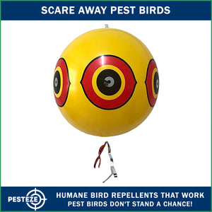 PESTEZE® Large 15" Yellow Bird Scare-Eye Balloon Decoy [1 Pack] Deters Unwanted Pest Birds like Pigeons, Gulls, Geese & Critters from Pools & Yards Without Harming Them To Protect Property