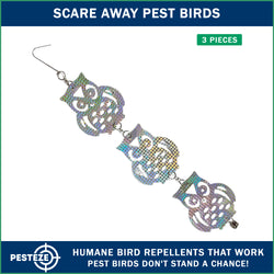 3 Piece PESTEZE® Shiny Holographic Owl Bird Repellents [5 x 24 inch] Reflection Scares Pest Birds like Woodpeckers, Sparrows, Pigeons, Crows & Gulls without Harming them to Protect Property