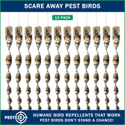 PESTEZE® USA Bird Scare Reflective Rods Bird Deterrent Outdoor Device for Birds Pigeons Crows Woodpeckers Sparrows Geese Reflective Spinners Bird Repellent for Garden Roof Balcony [12 Pack Silver]