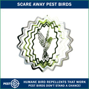 PESTEZE® USA Wind Spinner Stainless Steel Hummingbird 3D Decorative Kinetic Design for Outdoor Garden and Yard Use, Reflective Hanging Art to Deter Pest Bird Activity and Add Beautiful Motion [5×8 in]