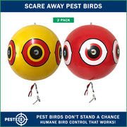 PESTEZE® USA Large 15" Yellow & Red, Bird Predator-Eye Balloon Repellents [2 Pack Multi-Color] Deters Unwanted Pest Birds like Ducks Pigeons, Gulls, Geese & Critters from Pools & Yards Without Harming Them To Protect Property