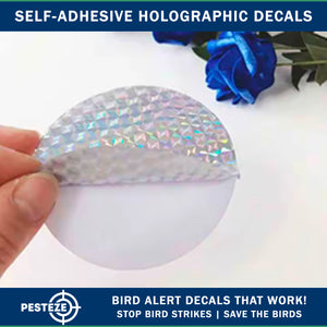 20 Pack PESTEZE® Shiny Holographic Bird Repellent Stickers [3 Inch] Reflection Scares Pest Birds like Woodpeckers, Sparrows, Pigeons, Crows, Gulls & Critters without Harming them