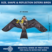 PESTEZE® USA Realistic Eagle Kite [2 Pack- 46 x 26 Inch with 13 ft Flagpole] Use in Yards & Farms to Protect Vegetables, Fruits & Crops from Pest Birds & Critters without Harming Them