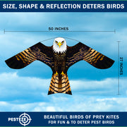 PESTEZE USA Bald Eagle EZ to Fly Kite with String for Beach, Park & Yard. Also Bird Deterrent to Protect Garden & Crops from Pest Birds