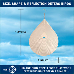 PESTEZE® USA Premium Large Water Droplet Stainless Steel Wind Spinner 9x15’’ Reflective 3D Outdoor Hanging Garden Decoration for Yard, Patio & Porch; Durable Shiny Metal Ornament Spins to Repel Birds