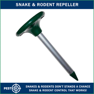 PESTEZE® Solar Snake & Rodent Sound Deterrent. Audible Sound Deters Snakes & Burrowing Rodents like Moles, Voles Gophers, Chipmunks, Groundhogs & Woodchucks from Destroying Gardens & Vegetables