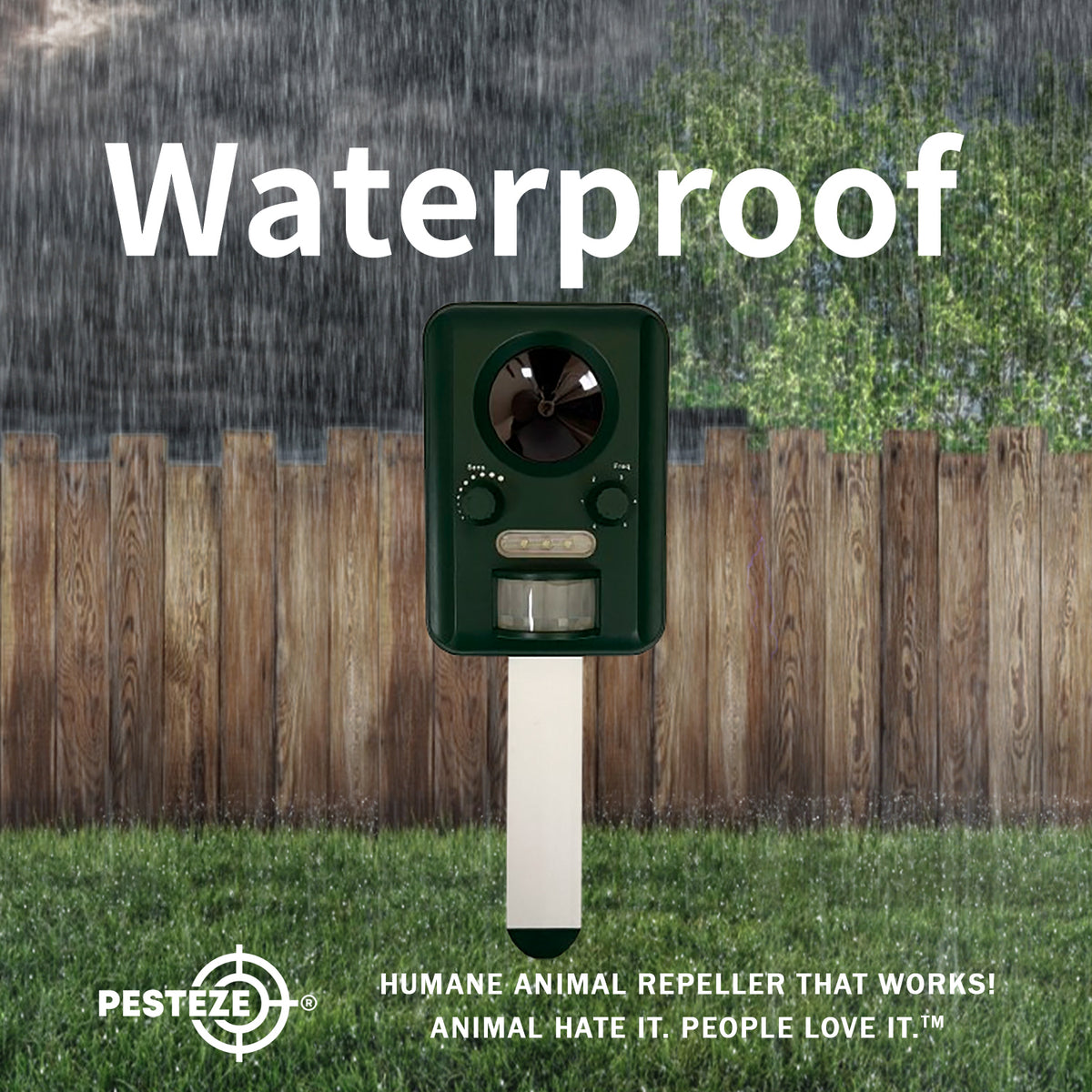 PESTEZE® Solar Ultrasonic Animal Repellent. Detects & Deters Unwanted Animals like Skunk, Deer, Coyote, Fox, Wolf, Rabbitt, Raccoon & Birds. Protect Property & Livestock without Harming Animals or People - Pesteze