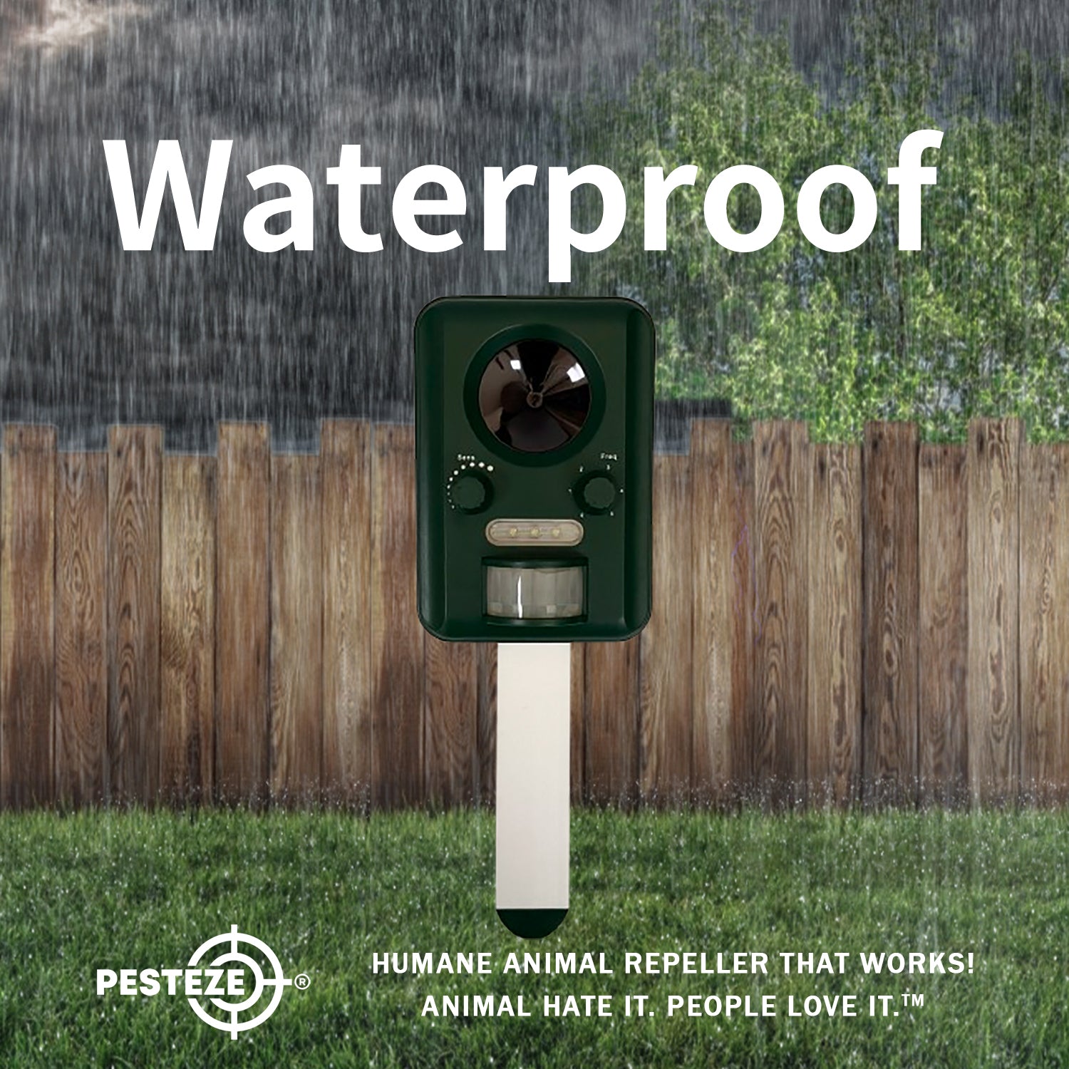 PESTEZE® Solar Ultrasonic Animal Repellent. Detects & Deters Unwanted Animals like Skunk, Deer, Coyote, Fox, Wolf, Rabbitt, Raccoon & Birds. Protect Property & Livestock without Harming Animals or People - Pesteze