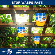 PESTEZE® USA Reusable Solar Hanging Wasp Trap with LED Light [Blue: 3.5 x 4.4 Inch] Attracts, & Stop Wasp, Hornet, Yellow Jacket & Insect Species 24/7 Without Harsh– Waterproof Outdoor Trap