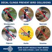 PESTEZE® USA UV Reflective Window Bird Decals–Anti Collision Static Cling Stickers for Windows to Prevent Birds from Hitting Glass–Removable, 16 Pack Window Alert Clings – Humane Bird Strike Prevention