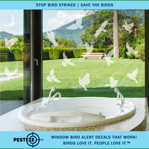 PESTEZE® UV Reflective Bird Anti Collision Static Cling Decals for Windows to Prevent Wild Bird Strikes [16 Decals/4 Pages] Bird Alert Window Decals Save Birds from Window Collisions & Help them Soar