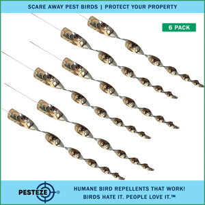 PESTEZE® 12" Bird Scare Silver Shiny Reflective Rods for Outdoors [12 Pack Silver] Repels Pest Birds like Woodpeckers, Sparrows, Pigeons, Crows, Geese & Gulls without Harming them to Protect Property