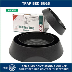 8 Pack PESTEZE® Reusable Bed Bug Insect Trap, Monitor &amp; Detector for Bed Posts &amp; Furniture Legs [6 x 1.5 Inch] Intercepts &amp; Protects against Bed Bugs without Harsh Chemicals