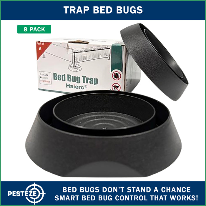 8 Pack PESTEZE® Reusable Bed Bug Insect Trap, Monitor &amp; Detector for Bed Posts &amp; Furniture Legs [6 x 1.5 Inch] Intercepts &amp; Protects against Bed Bugs without Harsh Chemicals