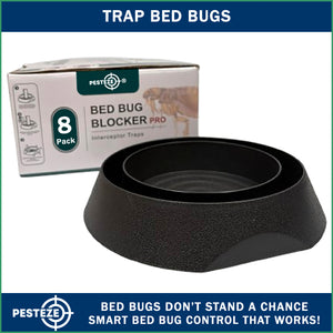 8 Pack PESTEZE® Reusable Bed Bug Insect Trap, Monitor &amp; Detector for Bed Posts &amp; Furniture Legs [6 x 1.5 Inch] Intercepts &amp; Protects against Bed Bugs without Harsh Chemicals