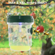 PESTEZE® USA Reusable Solar Hanging Wasp Trap with LED Light [Green: 3.5 x 4.4 Inch] Attracts, & Kills Wasp, Hornet, Yellow Jacket & Insect Species 24/7 Without Harsh Chemicals– Waterproof Outdoor Trap