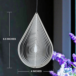 PESTEZE® Water Droplet Stainless Steel Highly Reflective Decorative 3D Wind Spinner for Repelling Unwanted Pest Birds & Critters. 4 x 8.5 Inch Premium Shiny, Attractive, Durable & Humane Bird Deterrent