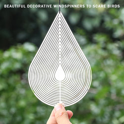 PESTEZE® Water Droplet Stainless Steel Highly Reflective Decorative 3D Wind Spinner for Repelling Unwanted Pest Birds & Critters. 4 x 9.25 Inch Premium Shiny, Attractive, Durable & Humane Bird Deterrent