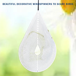 PESTEZE® Water Droplet Stainless Steel Highly Reflective Decorative 3D Wind Spinner for Repelling Unwanted Pest Birds & Critters. 4 x 9.25 Inch Premium Shiny, Attractive, Durable & Humane Bird Deterrent