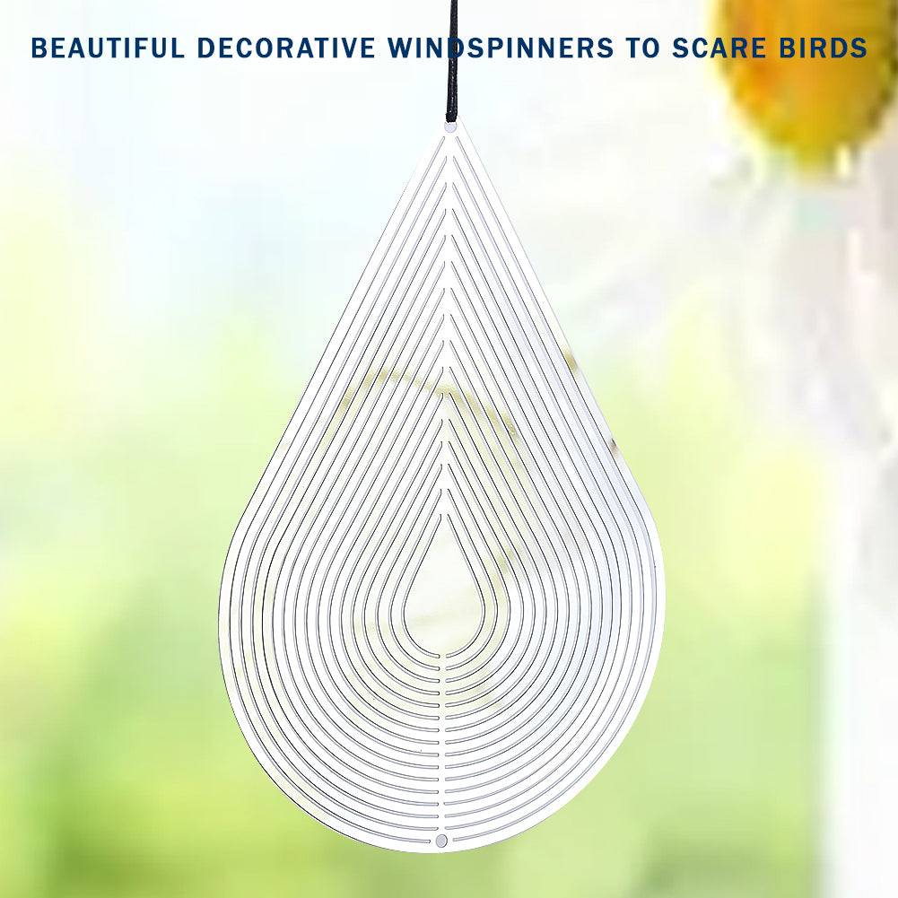 PESTEZE® Water Droplet Stainless Steel Highly Reflective Decorative 3D Wind Spinner for Repelling Unwanted Pest Birds & Critters. 4 x 9.25 Inch Premium Shiny, Attractive, Durable & Humane Bird Deterrent