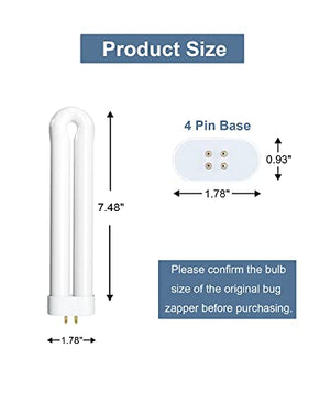 Bug Zapper Light Bulb Replacement for 15W Bug Zapper with 4-Pin Base, Ful 15W-BL U Shaped Twin Tube Bulb for T6 Insect Attracting Lamp, 2 Pack