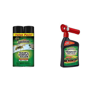 Spectracide Wasp & Hornet Killer, 18.5 Ounces, Twin Pack & Triazicide Insect Killer for Lawns & Landscapes Concentrate (Ready-to-Spray), Protects Lawns, Vegetables, Fruit & Nut Trees, Roses, Flowers