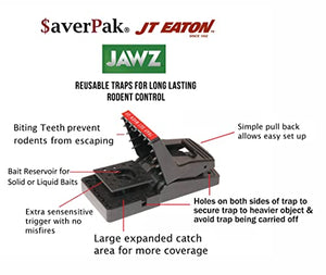 $averPak 2 Pack - Includes 2 JT Eaton Jawz Mouse Traps for use with Solid or Liquid Baits