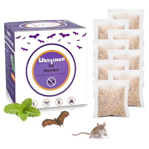 Wanqueen 8 Pack Bat Repellent Outdoor Rodent Mouse Repellent, Peppermint Oil Bat Deterrent Repellent for Attic, Ready-to-Use Pest Control Scent Pouches