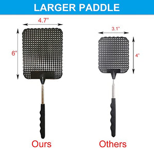 2PCS Telescopic Fly Swatter, Manual Heavy Duty Plastic Flyswatter, Upgraded Sturdy Fly Swatter with Extendable Stainless Steel Pole