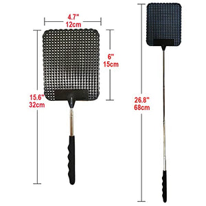 2PCS Telescopic Fly Swatter, Manual Heavy Duty Plastic Flyswatter, Upgraded Sturdy Fly Swatter with Extendable Stainless Steel Pole