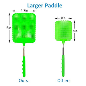 3Pcs Telescopic Fly Swatters, 29" Long Heavy Duty Retractable Manual Plastic Fly Swatter, Premium Extendable Flyswatter with Long Stainless Steel Pole, Pack of 3 Assorted Colors