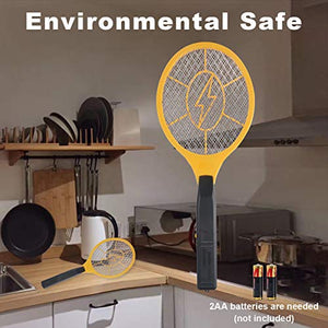 2 Pack Bug Zapper Electric Fly Swatter Zap Mosquito - Indoor Outdoor Zapping Racket for Pest - Safe to Touch with 3-Layer Safety Mesh