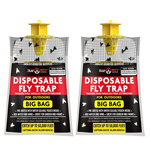 2 Pack Big Bag Fly Bag Trap - Fly Bags Outdoor Disposable Fly Trap Bag - Fly Trap Disposable Horse Fly Traps Outdoor - Fly Trap Bags Outdoor Disposable Hanging Net Fly Traps Large Disposable Fly Traps