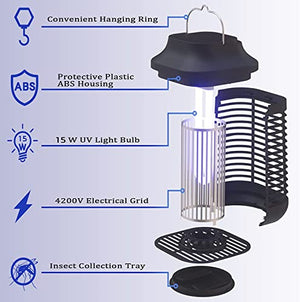 2 in 1 Bug Zapper,High Powered Waterproof Zapper for Outdoor and Indoor,4200V Electronic Mosquito Trap for Home, Garden