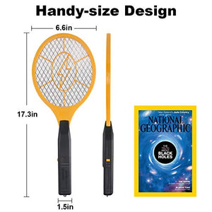 2 Pack Bug Zapper Electric Fly Swatter Zap Mosquito - Indoor Outdoor Zapping Racket for Pest - Safe to Touch with 3-Layer Safety Mesh