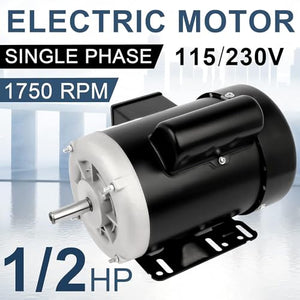 1/2HP Electric Motor 1750RPM Farm Duty Single Phase Motor 115/230V 56 Frame 5/8" Shaft Diameter 60HZ 4Pole TEFC CW/CCW